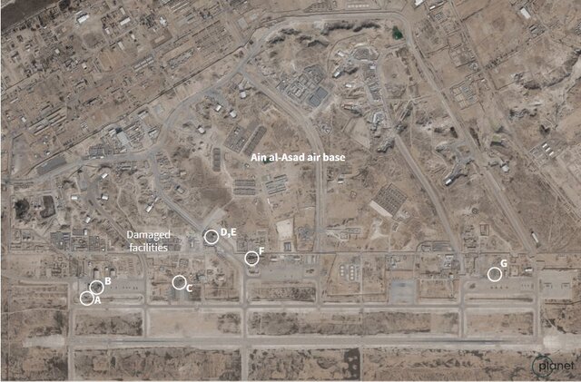 انتشار تصاویر ماهواره ای از حمله موشکی موفقیت آمیز سپاه به پایگاه