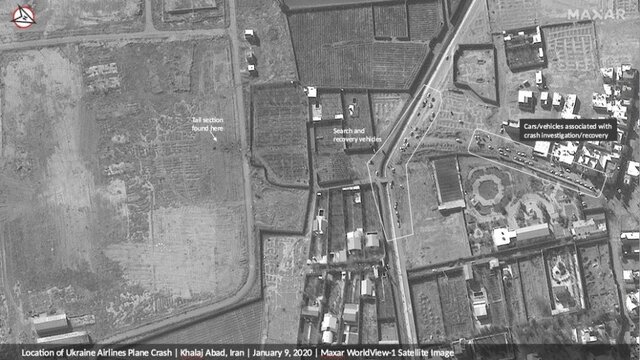 ماهواره‌های آمریکایی محل سقوط هواپیمای اوکراینی را رصد کردند