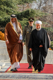استقبال رسمی رییس جمهور از امیر قطر