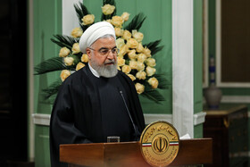 نشست خبری مشترک شیخ تمیم بن حمد بن خلیفه آل ثانی، امیر قطر با حسن روحانی، رییس جمهوری
