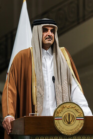 نشست خبری مشترک شیخ تمیم بن حمد بن خلیفه آل ثانی، امیر قطر با حسن روحانی، رییس جمهوری