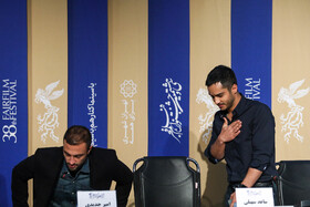 The film crew of “Day Zero” are seen during a press conference at the 38th Fajr Film Festival, Tehran, Iran, February 3, 2020.