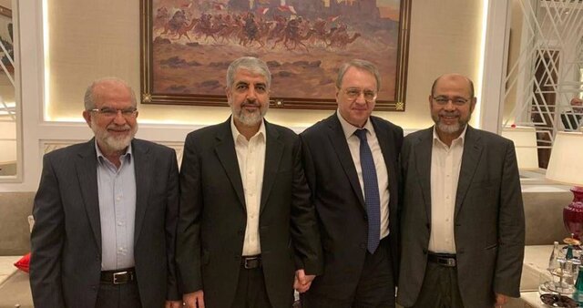 دیدار بوگدانوف با ۳ تن از رهبران حماس در دوحه