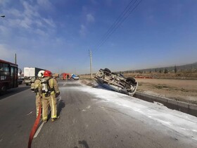 واژگونی خودرو حامل مواد شیمیایی در جاده خاوران