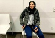 حمیده عباسعلی پس از جراحی در آلمان در راه تهران
