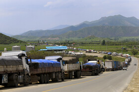 ترافیک خودروهای سنگین در مرز باشماق _مریوان