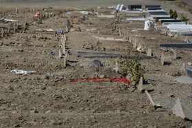  قبرهای قطعه فوت شدگان ناشی از کرونا در آرامستان بهشت محمدی سنندج
