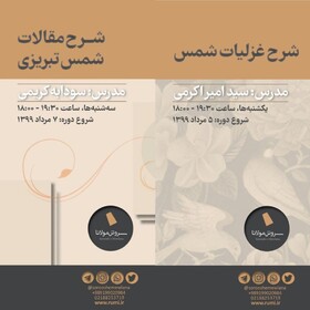 برگزاری دوره شرح غزلیات و مقالات شمس تبریزی به صورت مجازی