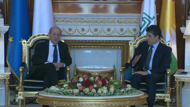 دیدار رئیس اقلیم کردستان با وزیر خارجه فرانسه