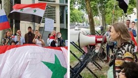 تظاهرات مقابل سفارت آمریکا در بروکسل در محکومیت "قانون سزار"