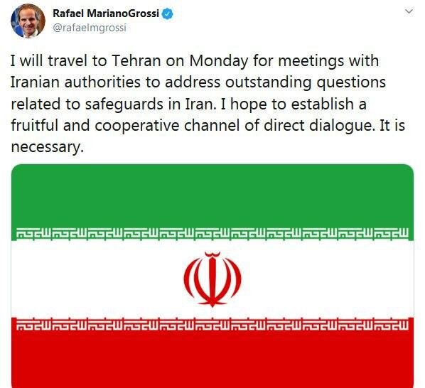 مدیرکل آژانس: دوشنبه به تهران سفر می‌کنم