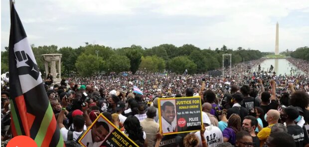 "زانویت را از گردنم بردار"؛ تظاهرات هزاران نفری در واشنگتن در اعتراض به نابرابری نژادی