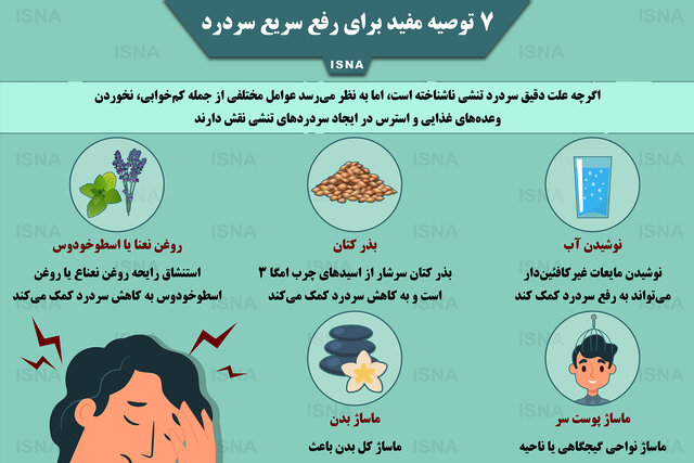 اینفوگرافیک / هفت توصیه مفید برای رفع سریع سردرد