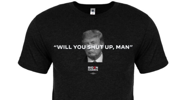 فروش تی‌شرت‌های "خفه می‌شوی مرد" از سوی کمپین بایدن