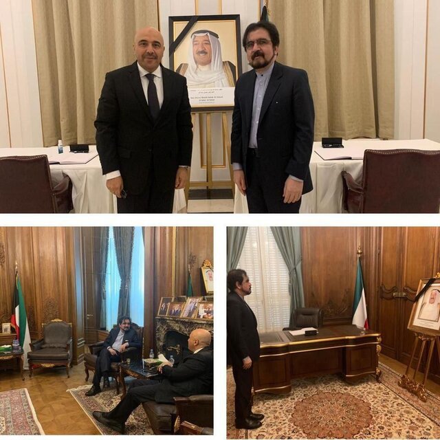 امضای دفتر یادبود امیر فقید کویت توسط سفیر کشورمان در فرانسه