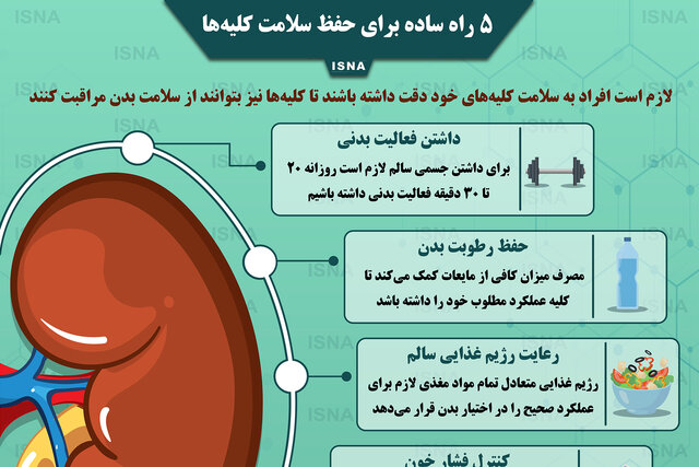 اینفوگرافیک / پنج راه ساده برای حفظ سلامت کلیه‌ها