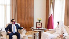 دیدار امیر قطر با وزیر خزانه‌داری آمریکا