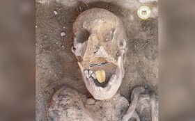 کشف یک مومیایی با زبانی از جنس طلا 