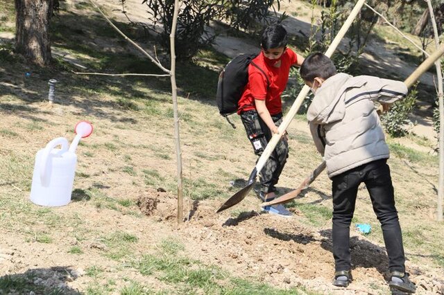 کاشت 80 نهال توسط کودکان کار و خیابان در پارک طالقانی