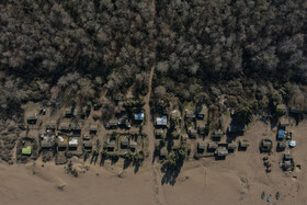 کومه های صیادان در ساحل دریای میانکاله