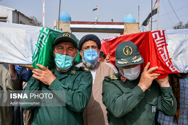 تبادل و استقبال از ۶۳ شهید تازه تفحص‌شده در مرز شلمچه