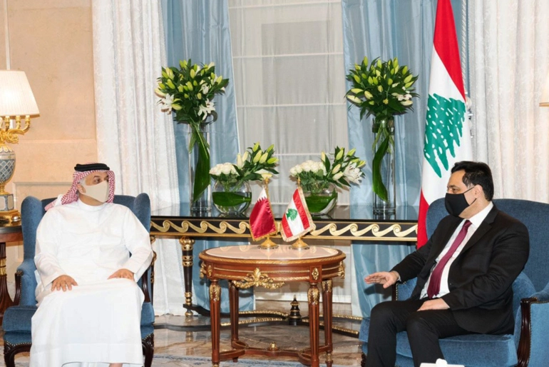 دیدار نخست وزیر موقت لبنان با وزیر خارجه قطر