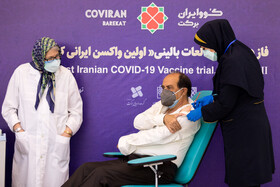 "امیر زرگر" در حال دریافت واکسن کووایران برکت