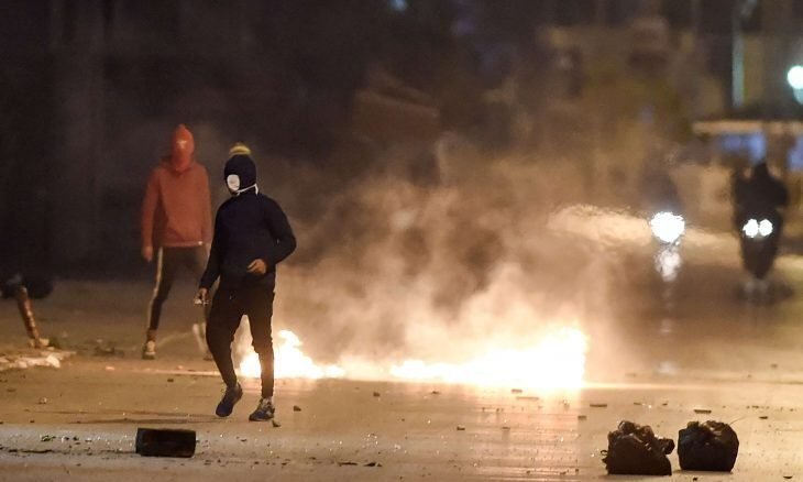 پليس،معترضان،تونس،شب،تونسي،ويدئويي