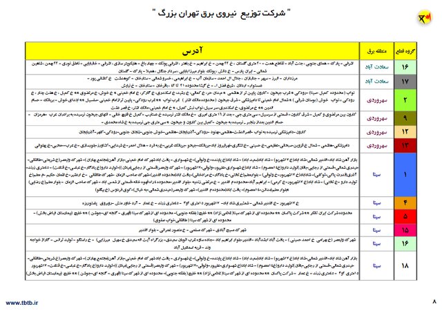 جدول زمان‌بندی خاموشی‌های پایتخت تا ۳ تیر اعلام شد