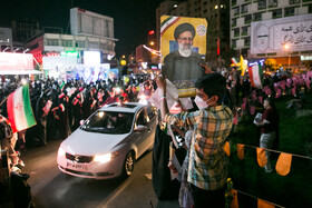 جشن پیروزی ابراهیم رئیسی در انتخابات ریاست جمهوری - میدان ولیعصر