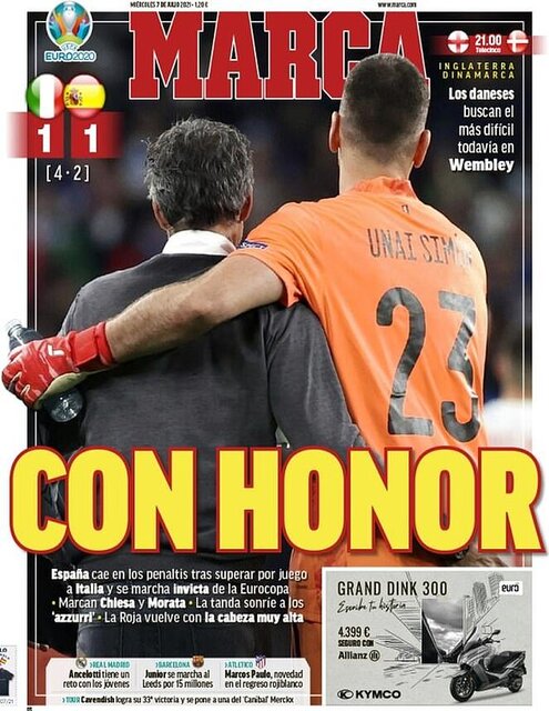 واکنش روزنامه‌های ایتالیا و اسپانیا به بازی فوتبالِ دیشب این دو تیم 