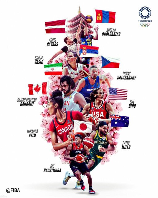 پوستر جالب FIBA از بسکتبالیست‌های پرچمدار در المپیک