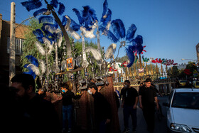 حرکت دسته پیشواز محرم محل چهل اختران قم به سمت حرم حضرت فاطمه معصومه(س)