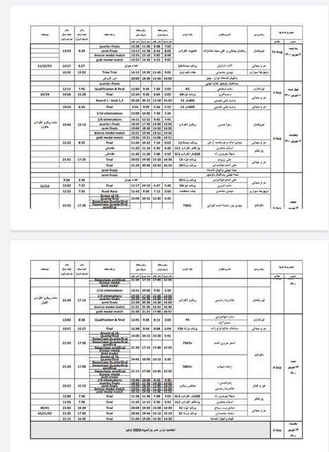 برنامه کامل رقابت ایرانی‌ها در پارالمپیک 2020 توکیو 3
