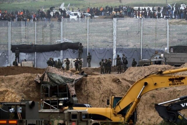 درگیری فلسطینی‌ها و ارتش اشغالگر در دیوار مرزی غزه