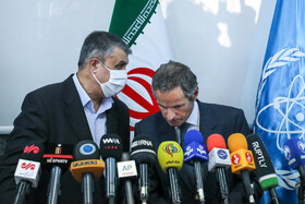 نشست خبری رافائل گروسی،مدیرکل آژانس بین‌المللی انرژی اتمی و محمد اسلامی