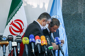 نشست خبری رافائل گروسی،مدیرکل آژانس بین‌المللی انرژی اتمی و محمد اسلامی