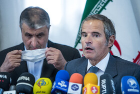 نشست خبری رافائل گروسی،مدیرکل آژانس بین‌المللی انرژی اتمی و محمد اسلامی