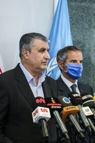 نشست خبری رافائل گروسی،مدیرکل آژانس بین‌المللی انرژی اتمی و محمد اسلامی