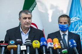 نشست خبری رافائل گروسی،مدیرکل آژانس بین‌المللی انرژی اتمی و محمد اسلامی