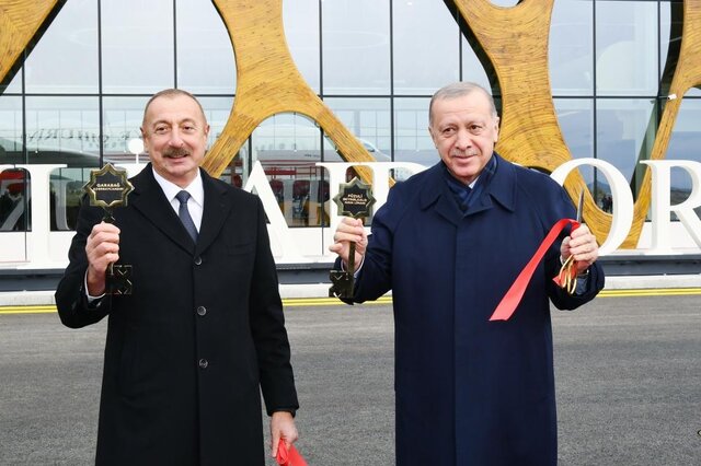 علی‌اف و اردوغان فرودگاه "فضولی" را افتتاح کردند