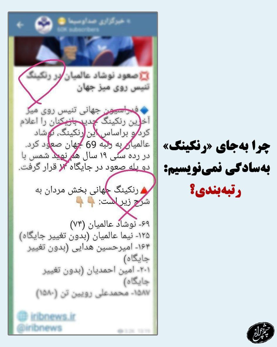 فرهنگستان برای «رنکینگ» اخطار داد! فرهنگستان برای «رنکینگ» اخطار داد!