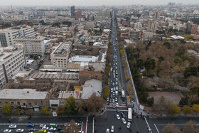 نمایی از خیابان جمهوری و چهار راه استانبول از بالای ساختمان جدید پلاسکو