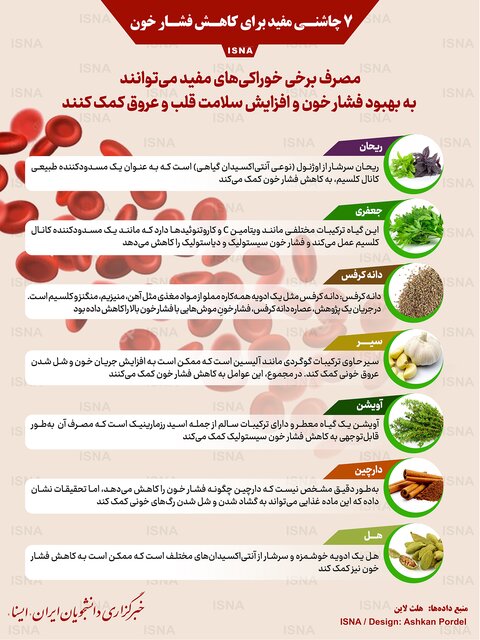 اینفوگرافیک / هفت چاشنی مفید برای کاهش فشار خون