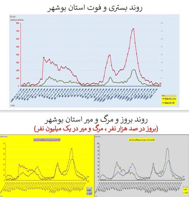 افزایش بارز فوتی‌های کرونا در تهران/۳۲۲۵  بستری جدید در هفته ۹۵ اپیدمی