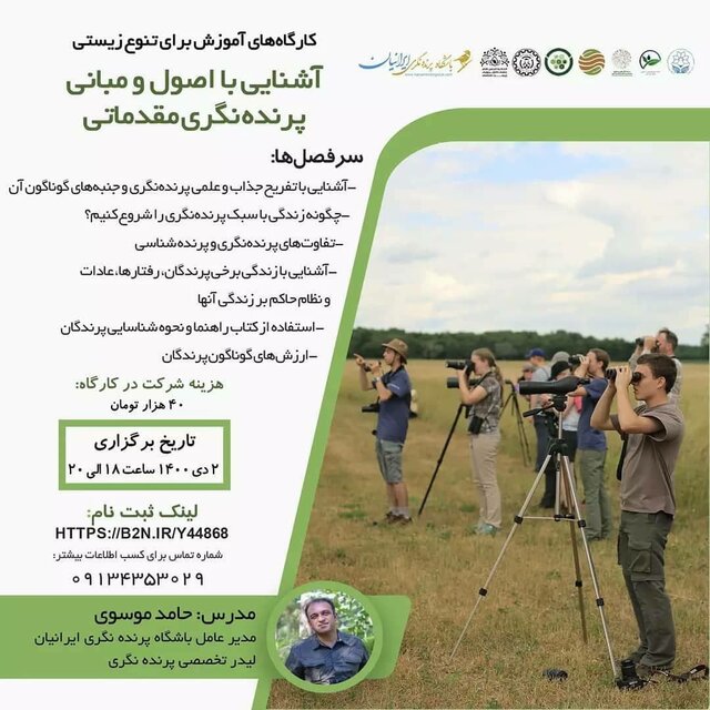کارگاه «آشنایی با اصول و مبانی پرندهنگری مقدماتی» برگزار می شود