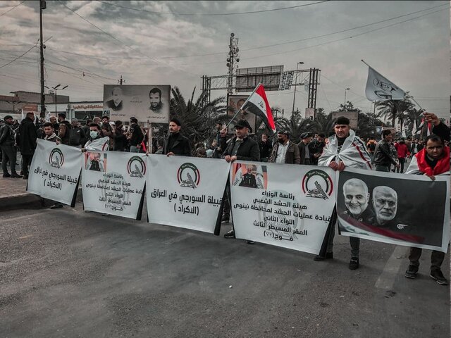 تجمع میلیونی در بغداد به مناسبت دومین سالگرد شهادت سردار سلیمانی و ابومهدی