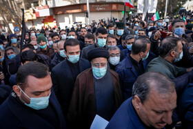 حضور رییس جمهوری درتشییع پیکرهای ۱۵۰ شهید دوران دفاع مقدس در تهران