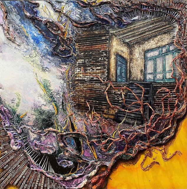 تابلویی از مجموعه نقاشیهای بیتا وکیلی تصاویر انتزاعی آرامشبخش در «این باغ، تاریخ است»