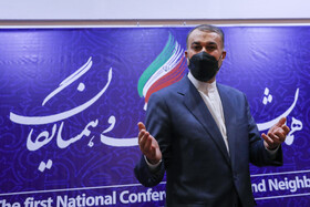 امیر عبدالهیان وزیر امور خارجه در همایش ملی ایران و همسایگان